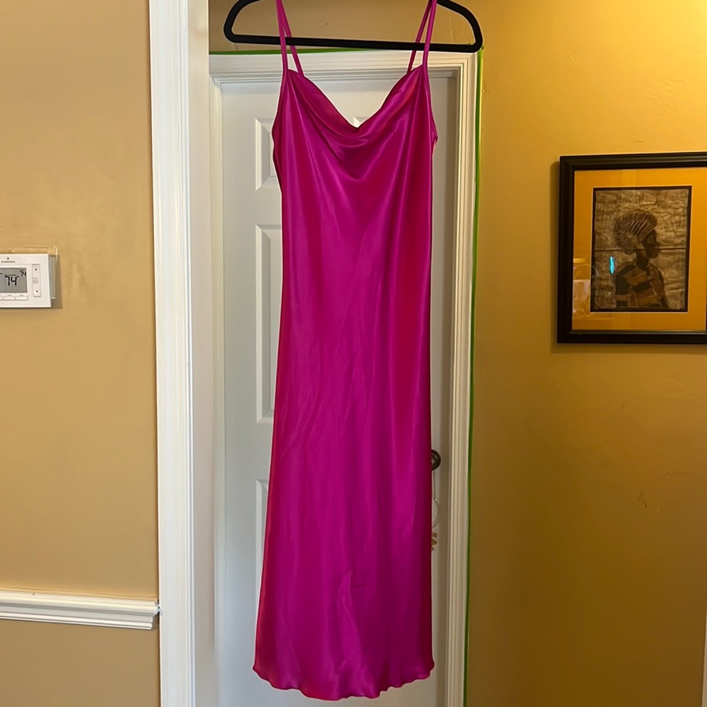 Bebe cowl neck midi satin slip dress